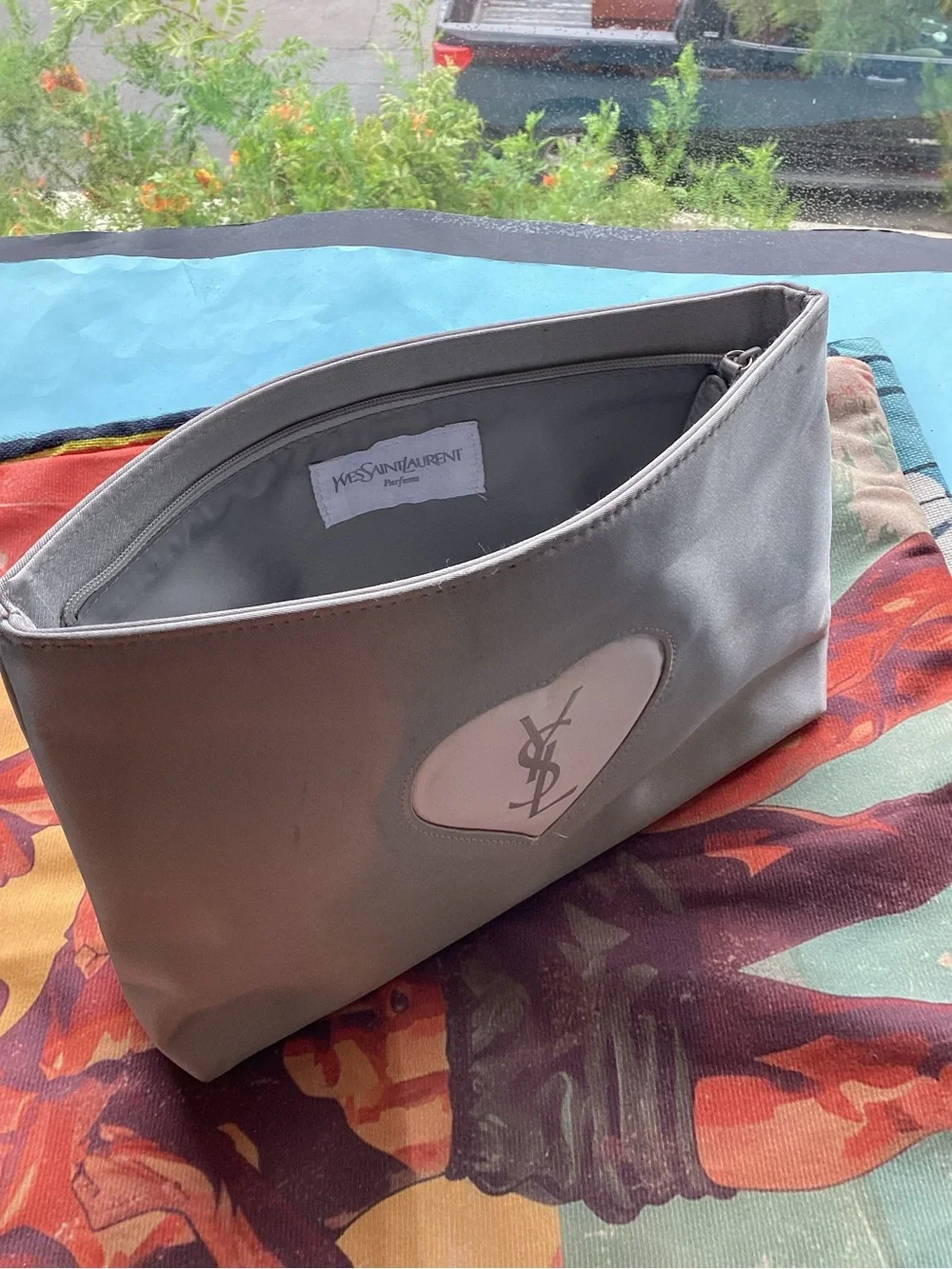 Yves Saint Laurent Silver heart pouch